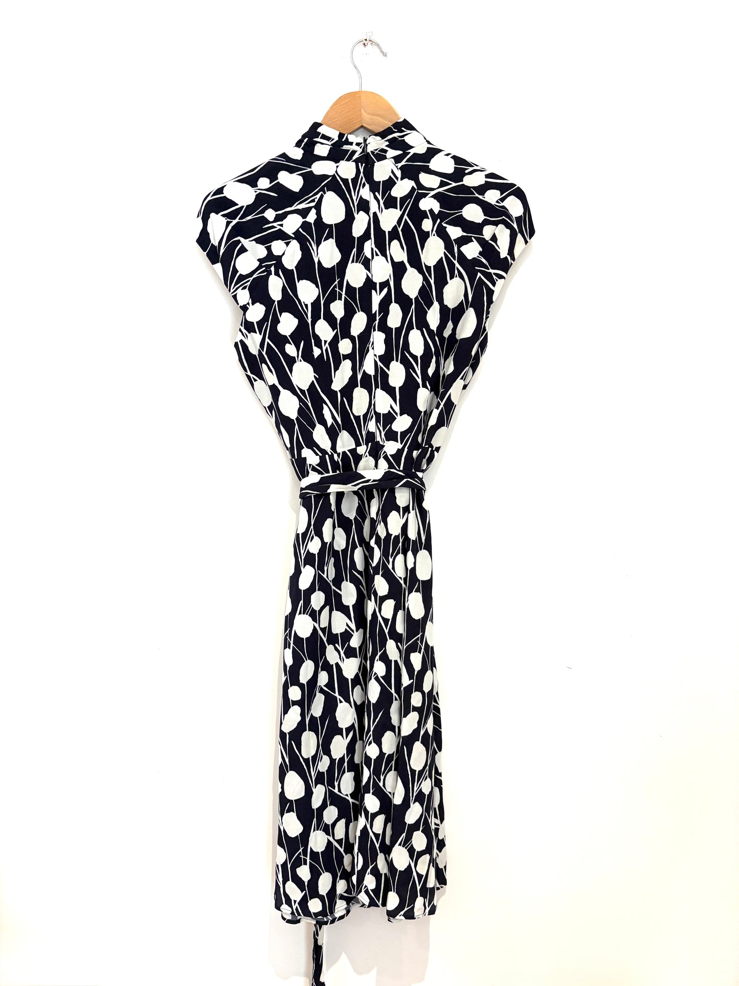 The Fold Navy & White Printed Leaf Dress UK 12