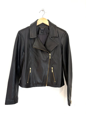 Baukjen Black Leather Jacket UK 12