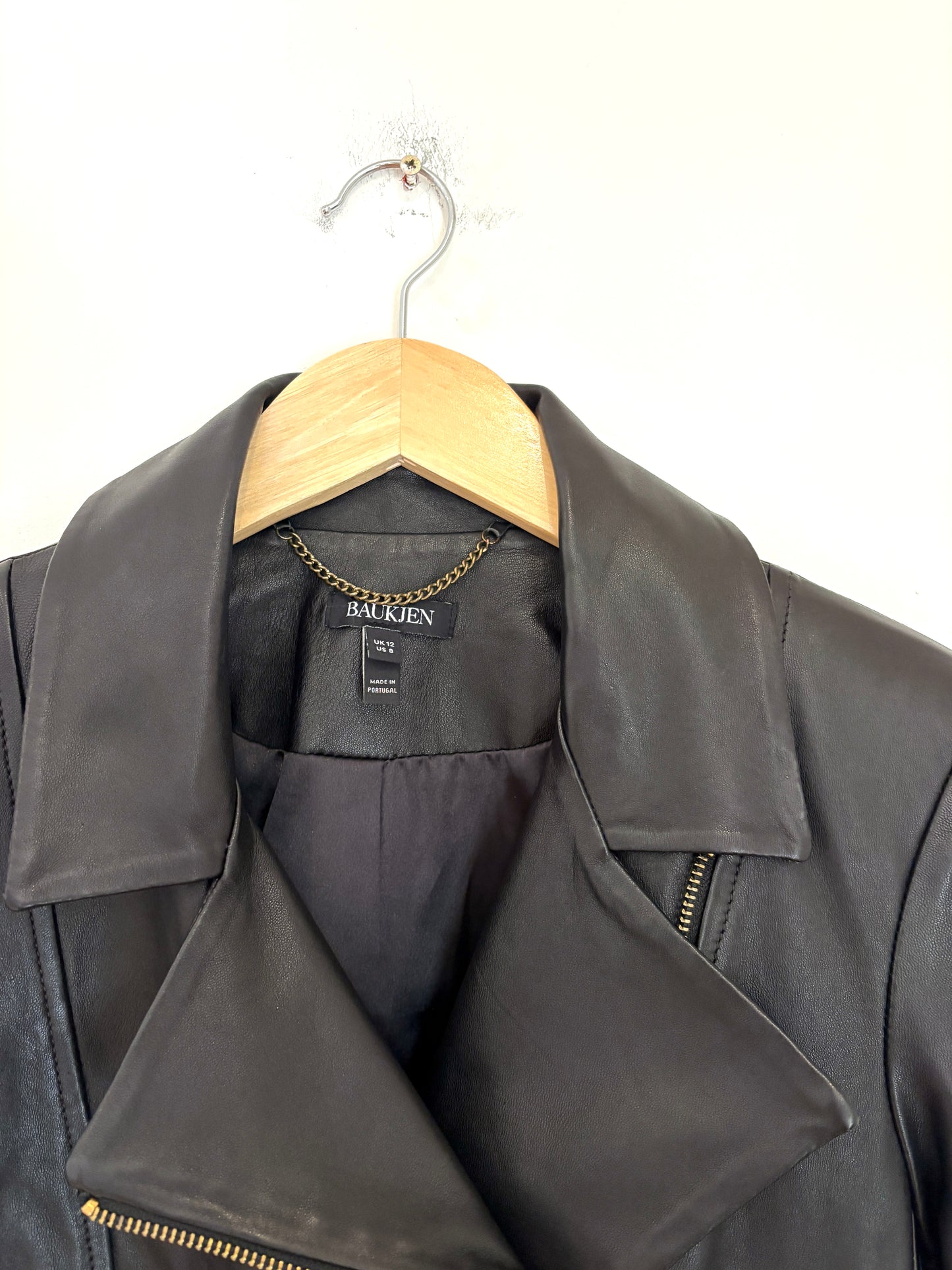 Baukjen Black Leather Jacket UK 12