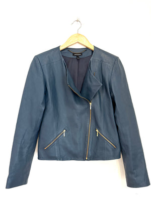 Baukjen Navy Leather Jacket UK 12