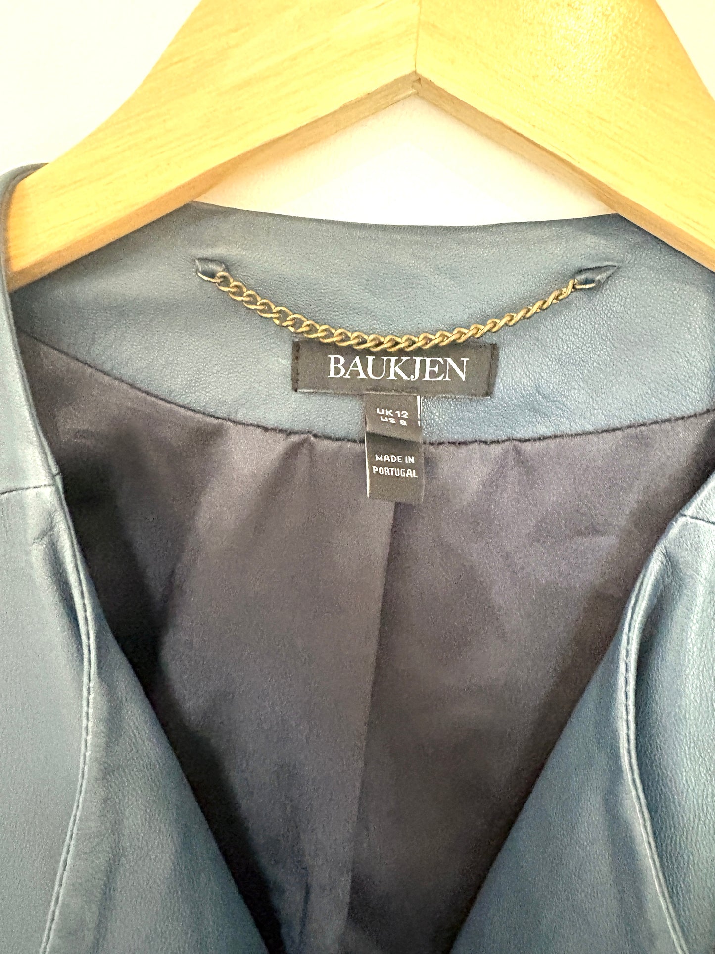 Baukjen Navy Leather Jacket UK 12