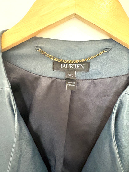 Baukjen Navy Leather Jacket UK 12