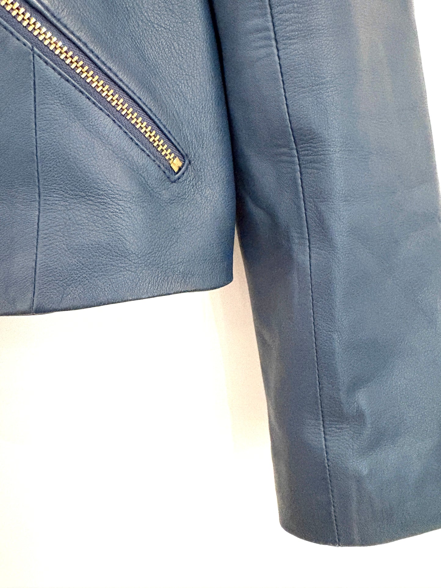 Baukjen Navy Leather Jacket UK 12