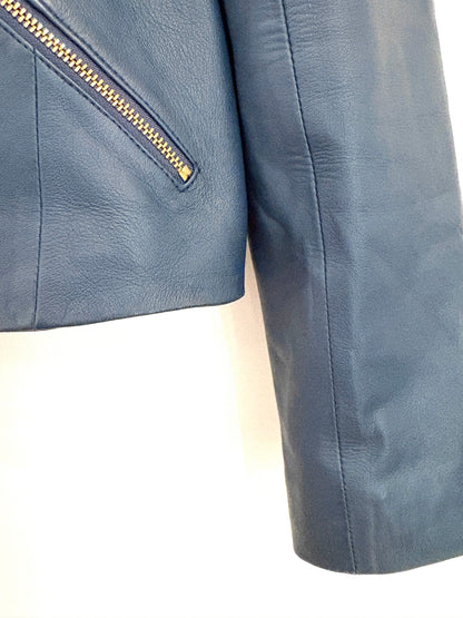 Baukjen Navy Leather Jacket UK 12