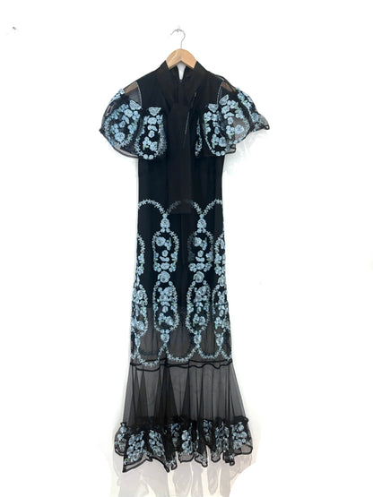 Anna Sui Black and Blue Lace Dress
