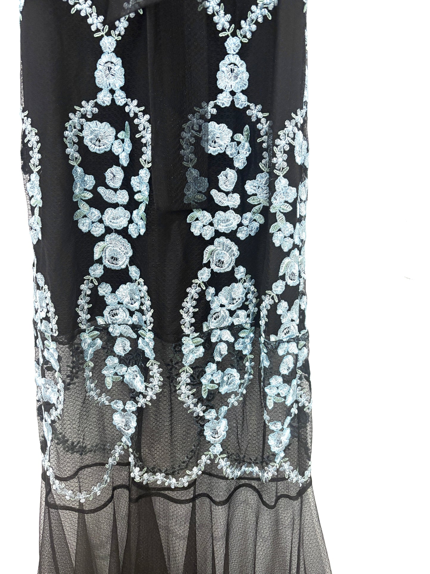 Anna Sui Blue and Black Lace Dress UK 4