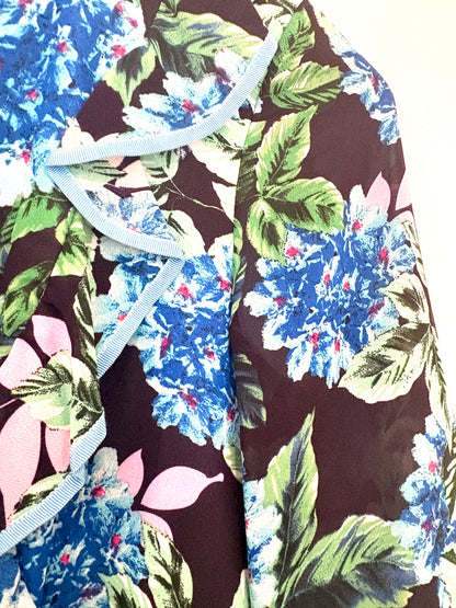 Mikael Aghal Blue Floral Ruffle Dress UK 4