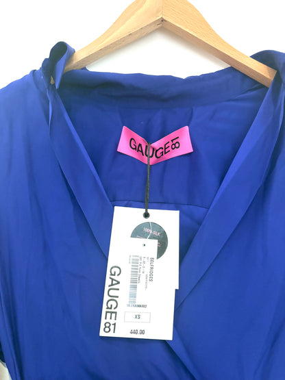 New With Tags Gauge81 Royal Blue Puno Draped Asymmetric Dress XS