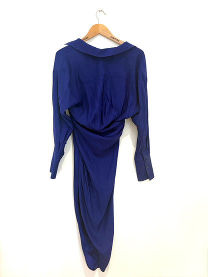 New With Tags Gauge81 Royal Blue Puno Draped Asymmetric Dress XS