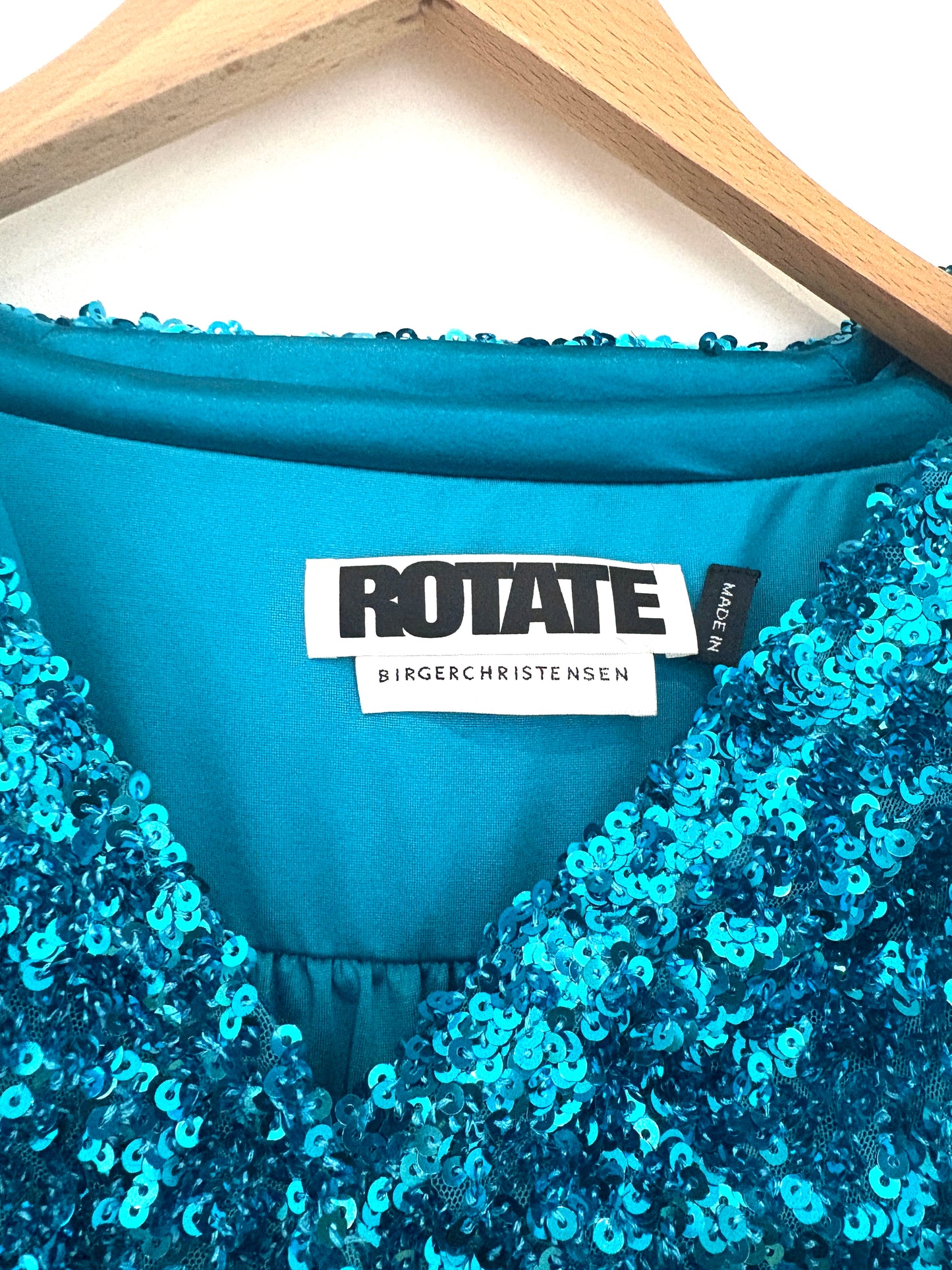 Rotate by Birger Christensen Sequin Blue Blouse UK 8