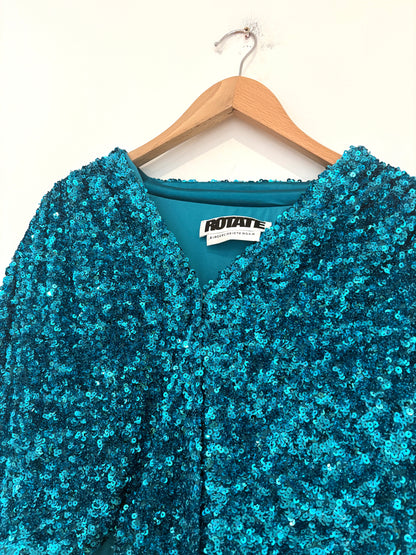 Rotate by Birger Christensen Sequin Blue Blouse UK 8