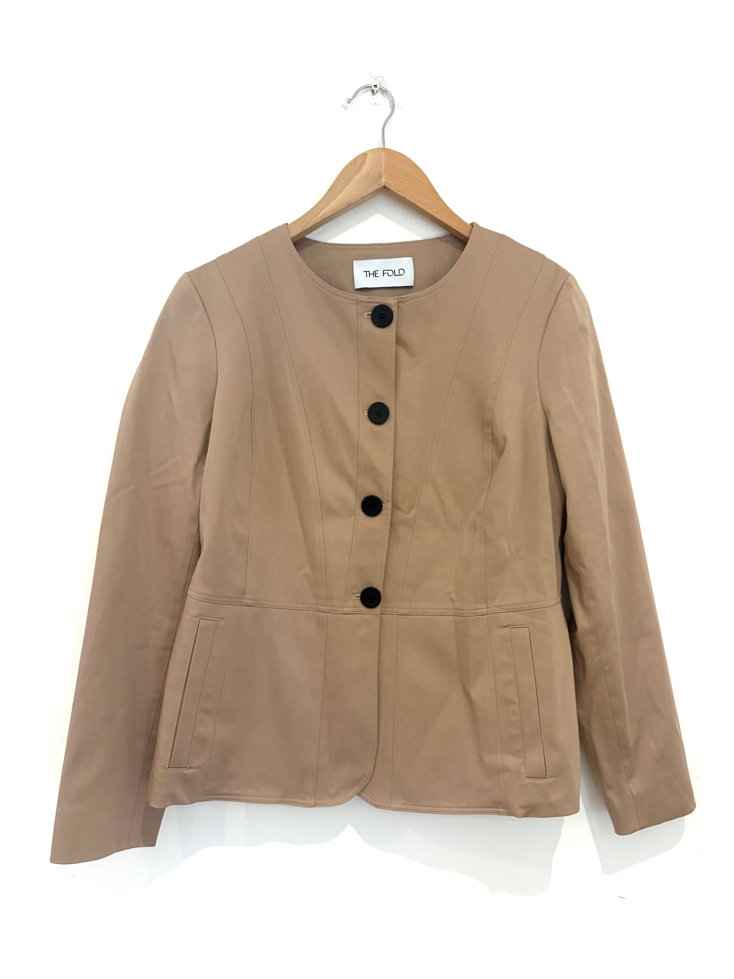 The Fold Beige Collarless Jacket