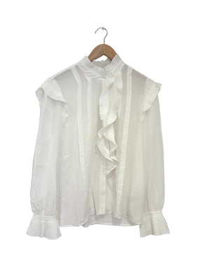The Fold White Silk Ruffle Blouse UK 12