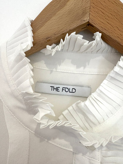 The Fold White Silk Ruffle Blouse UK 12