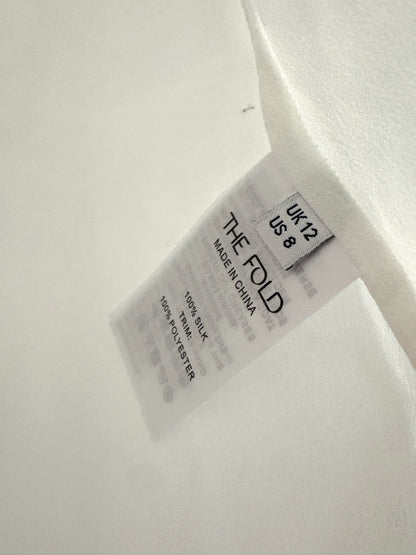 The Fold White Silk Ruffle Blouse UK 12