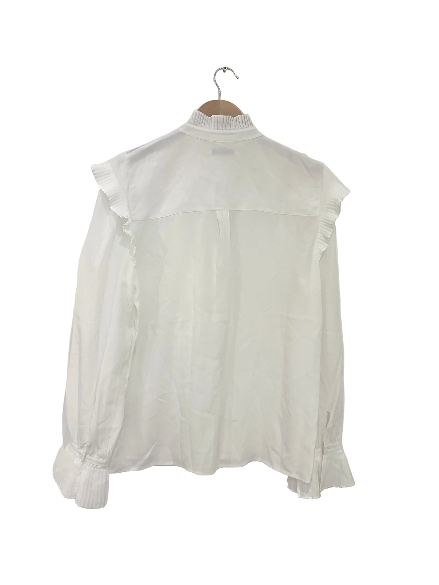 The Fold White Silk Ruffle Blouse UK 12