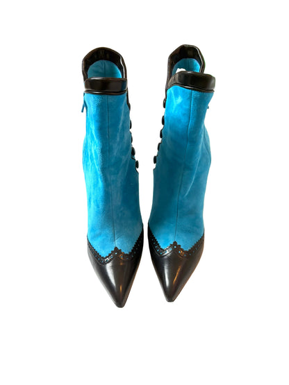 Manolo Blahnik Suede Blue Ankle Boots UK 4.5