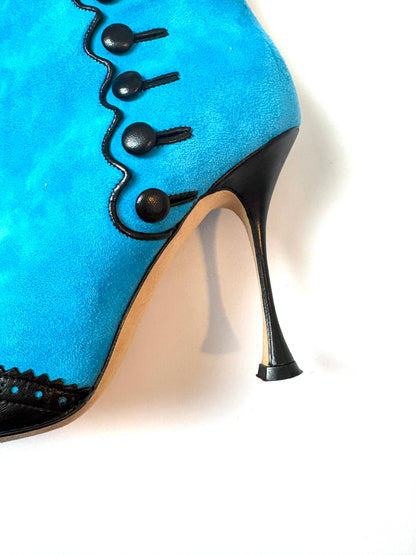 Manolo Blahnik Suede Blue Ankle Boots UK 4.5