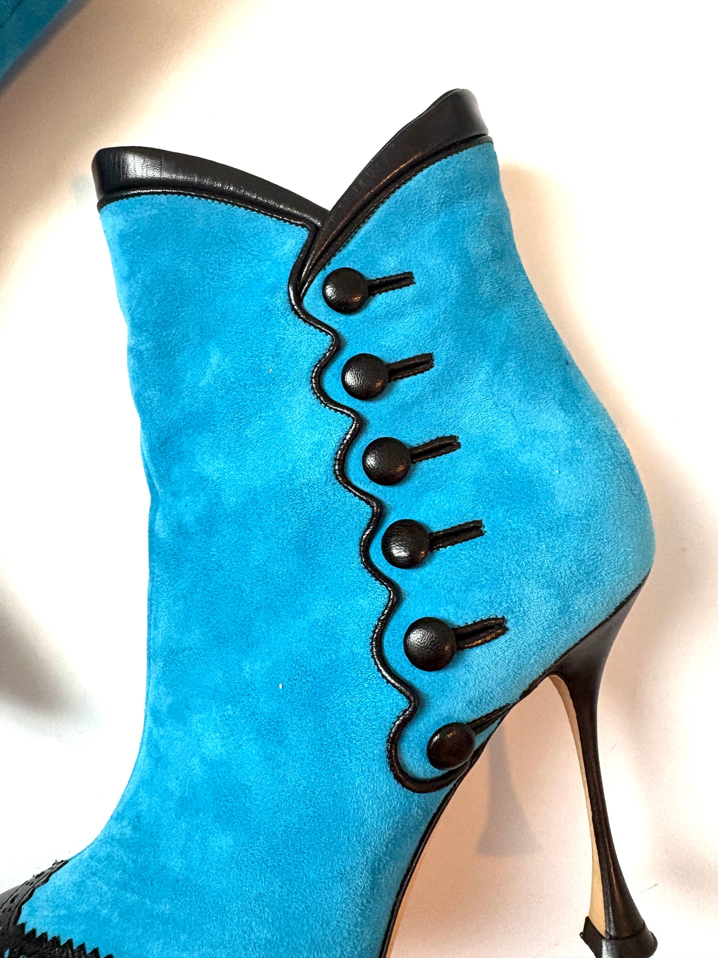 Manolo Blahnik Suede Blue Ankle Boots UK 4.5