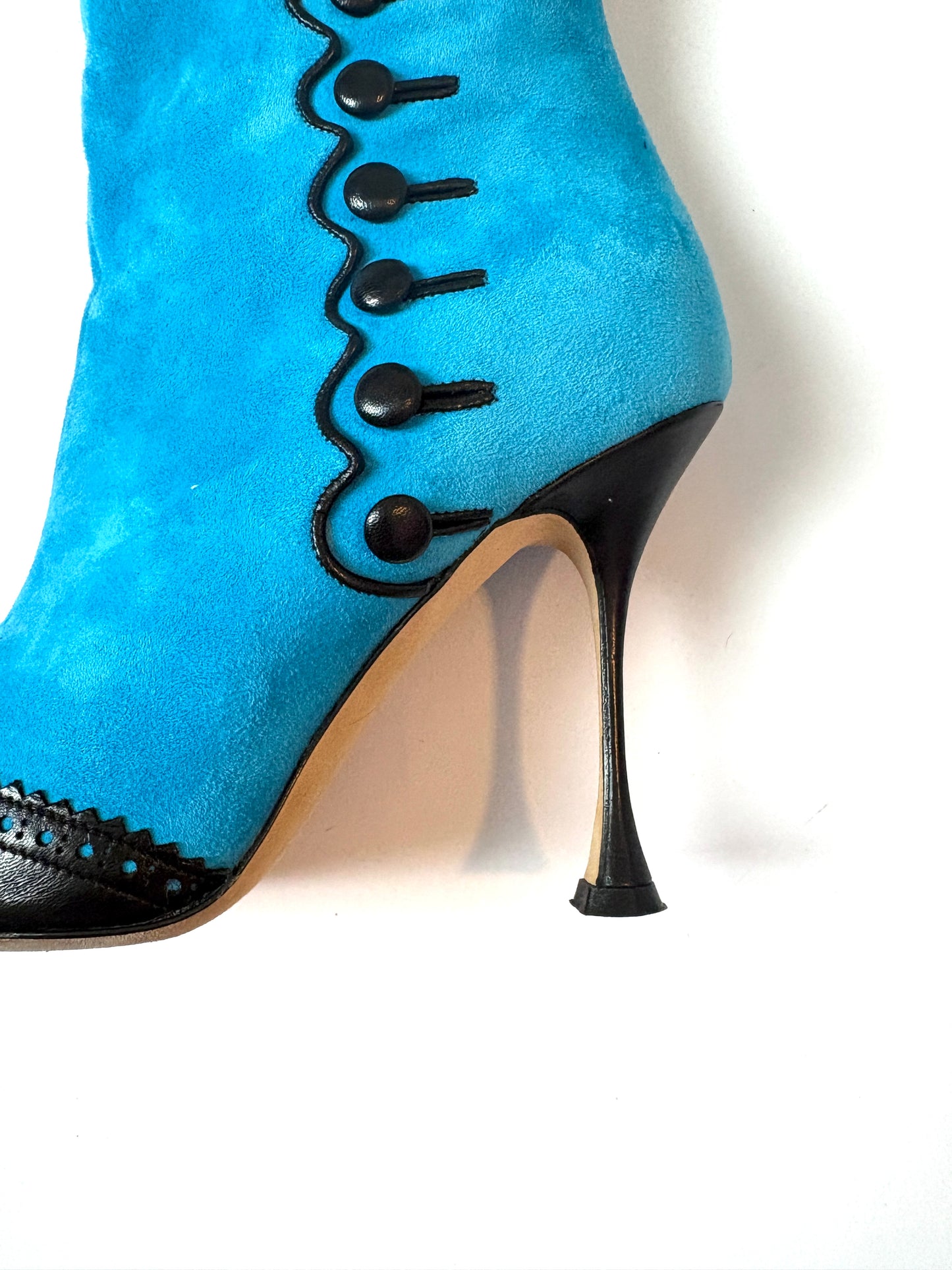 Manolo Blahnik Suede Blue Ankle Boots UK 4.5