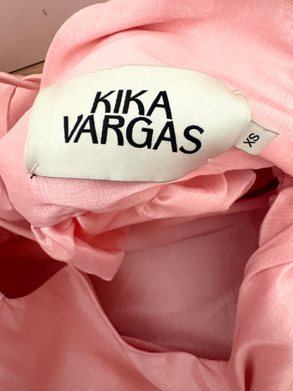 Kika Vargas Pink Bow Taffeta Dress XS