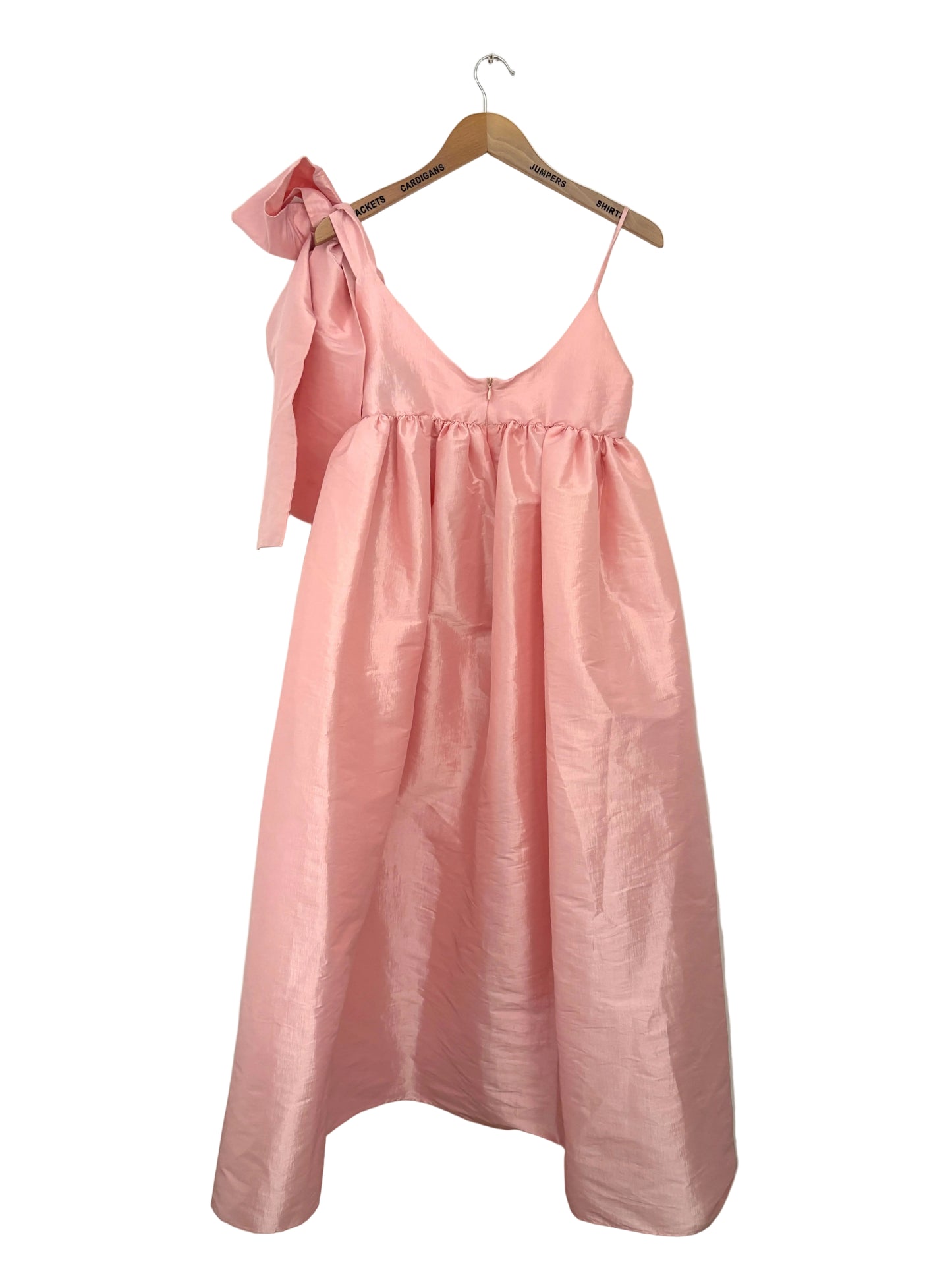 Kika Vargas Pink Bow Taffeta Dress XS