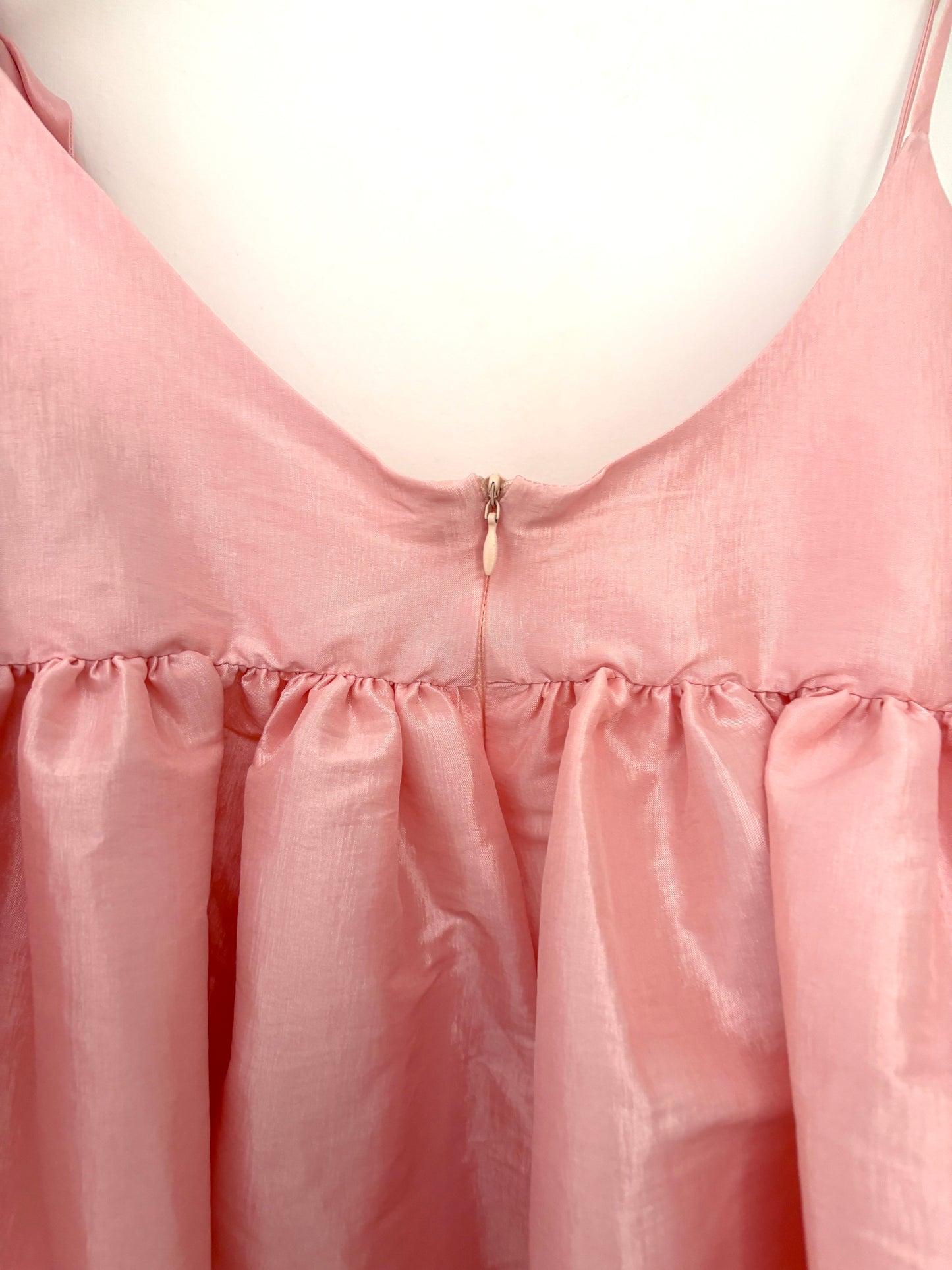 Kika Vargas Pink Bow Taffeta Dress XS