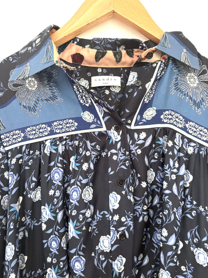 Sandro Flynn Floral Silk Dress UK 12