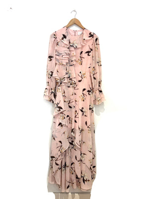 Mikael Aghal Blue Floral Ruffle Dress UK 4