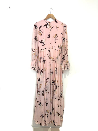 Mikael Aghal Blue Floral Ruffle Dress UK 4
