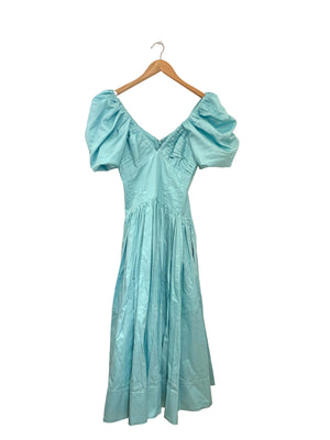 Aje Blue Plunge Midi Dress UK 6