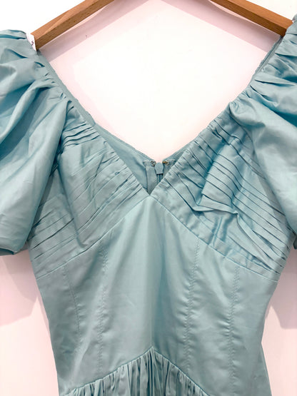 Aje Blue Plunge Midi Dress UK 6