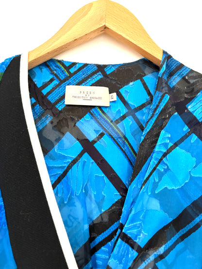 Preen by Thornton Bregazzi Silk Blue Print Wrap Dress XS