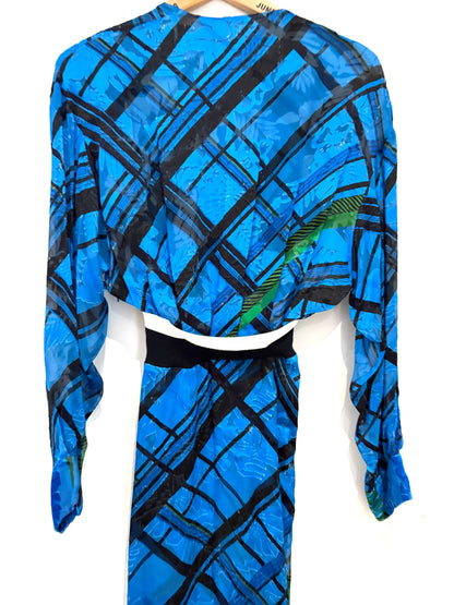 Preen by Thornton Bregazzi Silk Blue Print Wrap Dress XS
