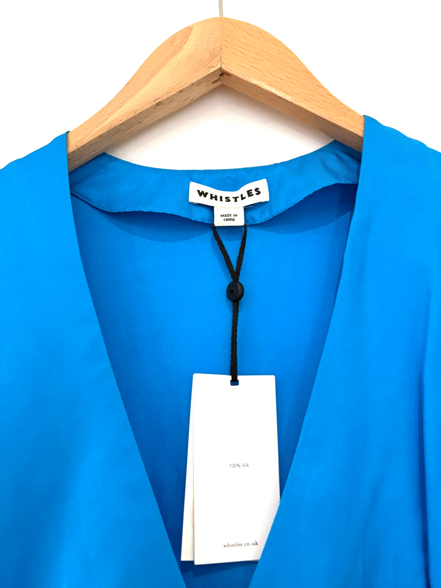 New With Tags Whistles Blue Silk Wrap Dress UK 6
