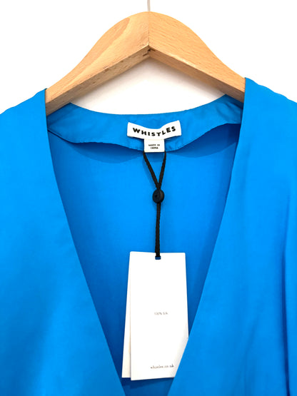 New With Tags Whistles Blue Silk Wrap Dress UK 6
