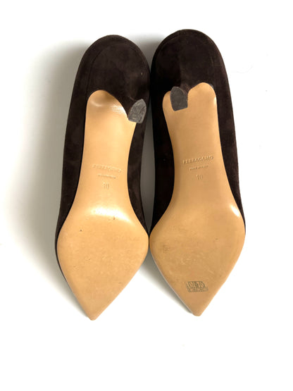 Salvatore Ferragamo Brown Suede Heels UK 7