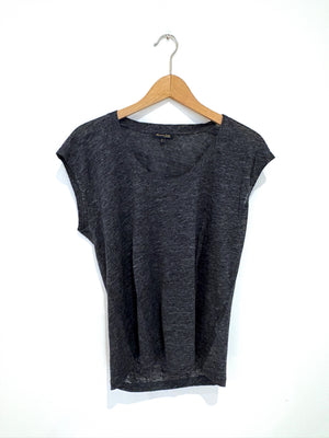 Massimo Dutti Melange Grey Linen Tee S