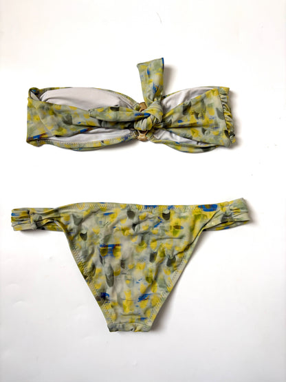 Varley Printed Green Bandeau Bikini M
