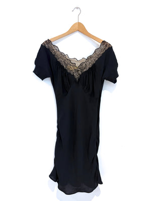 Catherine Melandrino Silk Black Lace Dress UK 8