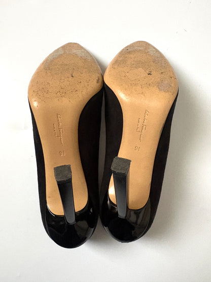 Salvatore Ferragamo Black Suede Heels UK 7