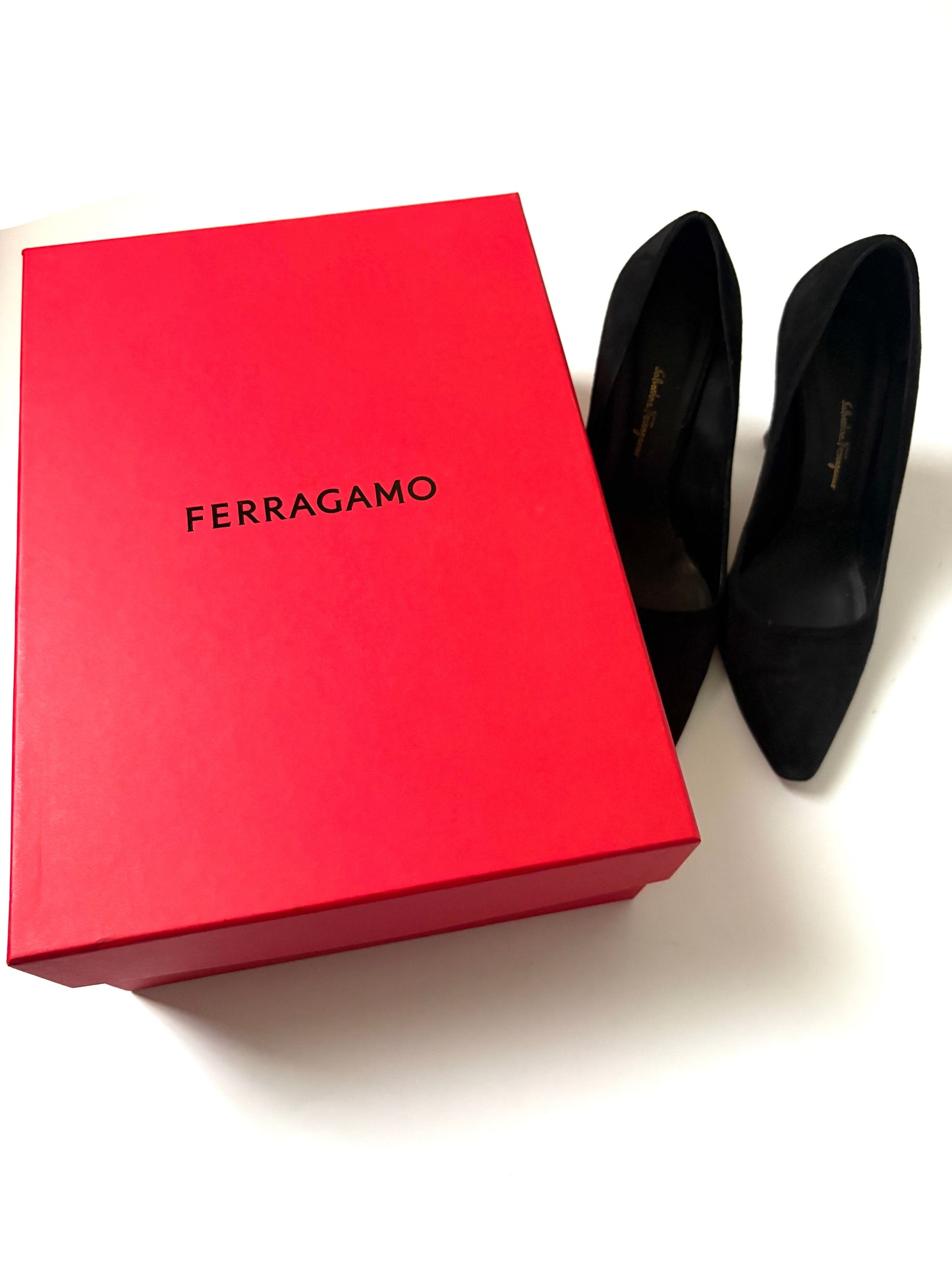 Salvatore Ferragamo Black Suede Heels UK 7