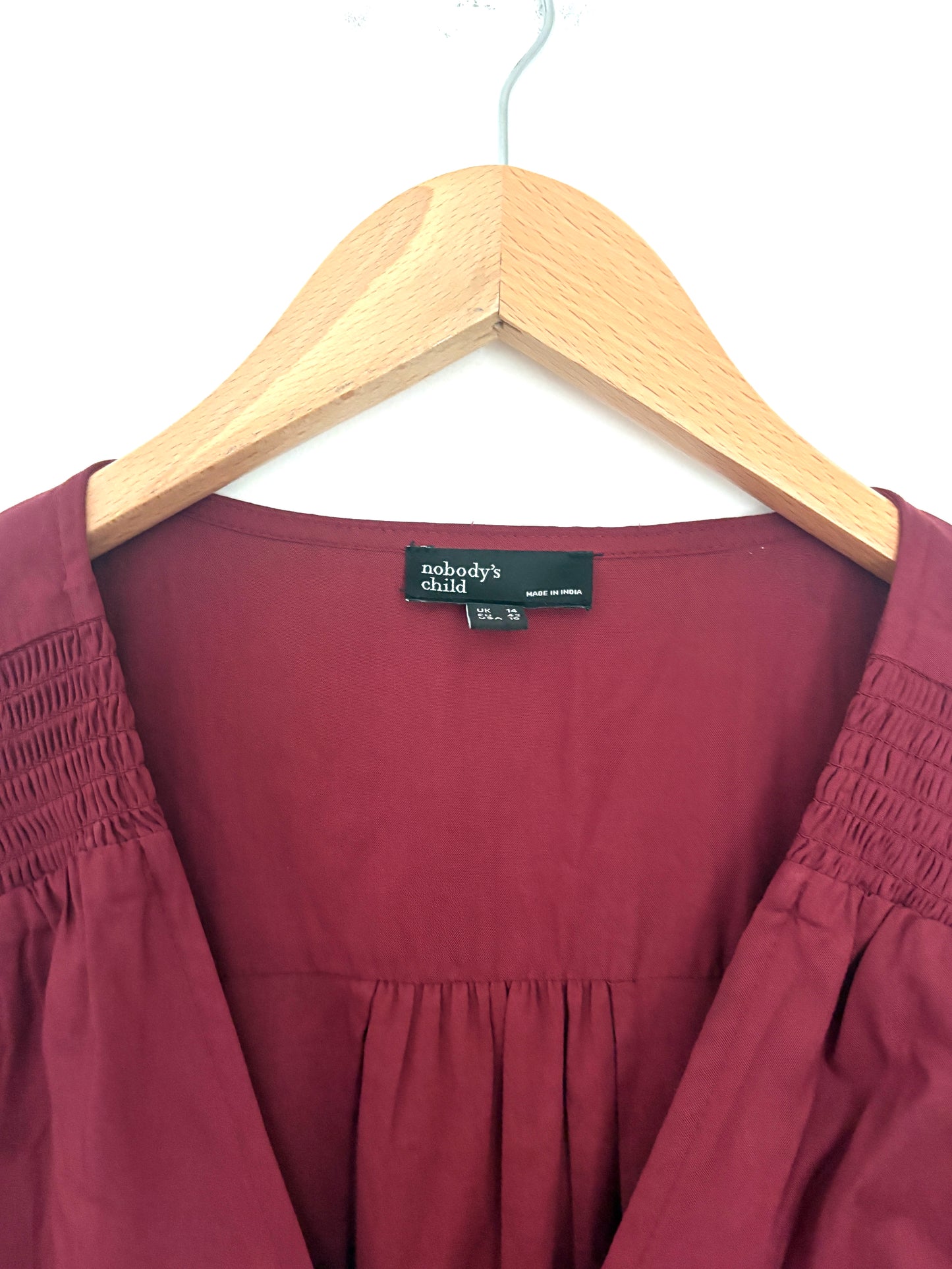 Nobody's Child Burgundy Satin Front Midi Dress UK 14