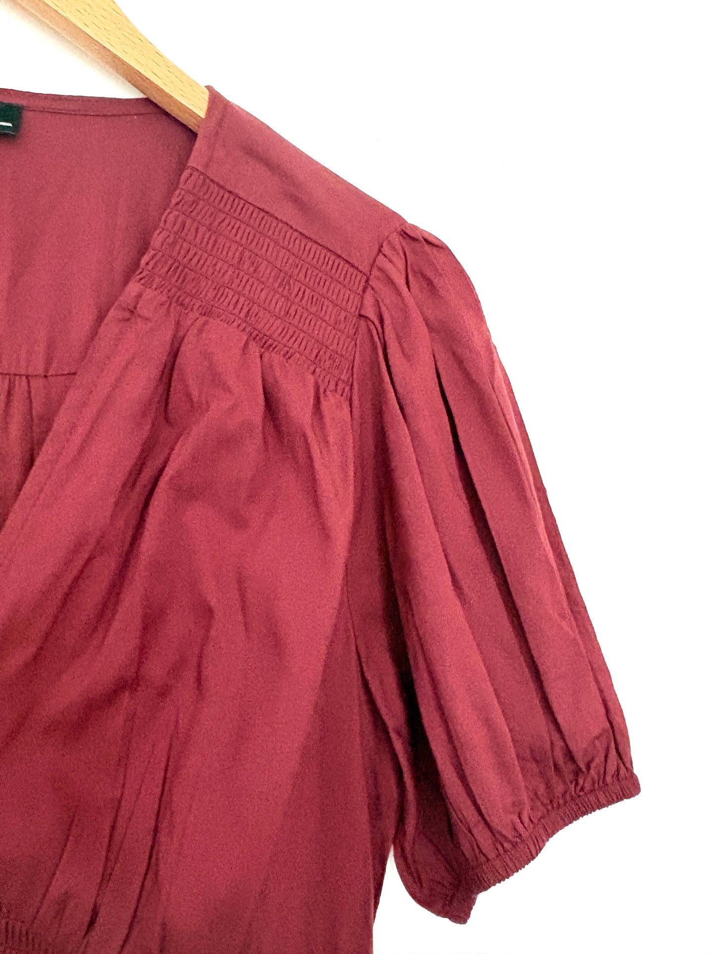 Nobody's Child Burgundy Satin Front Midi Dress UK 14