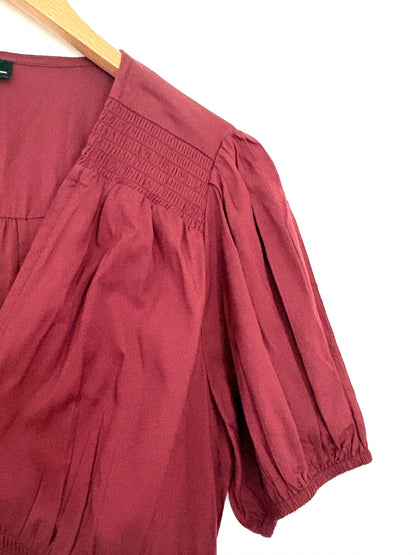 Nobody's Child Burgundy Satin Front Midi Dress UK 14