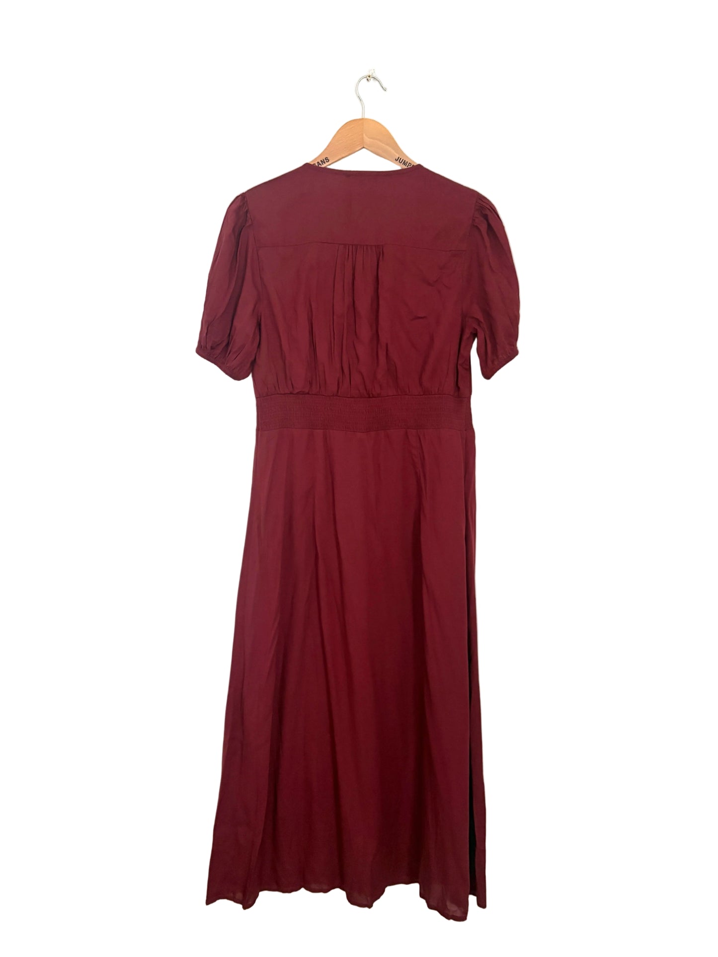 Nobody's Child Burgundy Satin Front Midi Dress UK 14