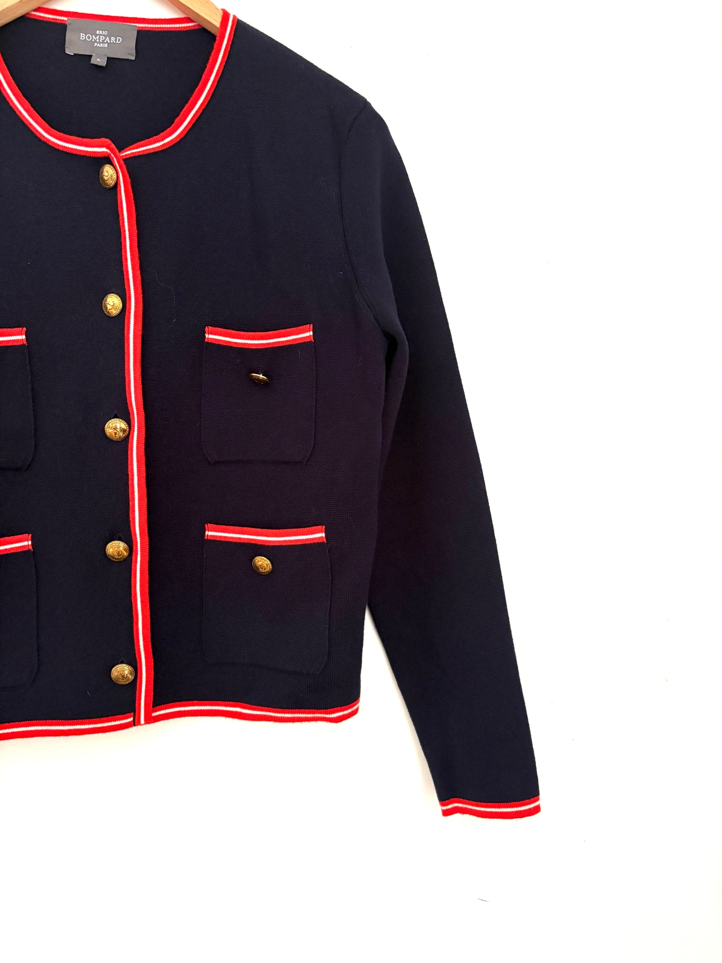 Eric Bompard Paris Navy Knit Cardigan L