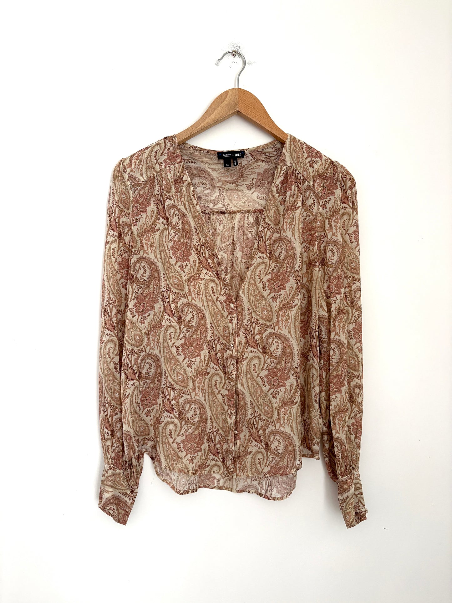 Sanderson of London x Paige Paisley Silk Blouse M