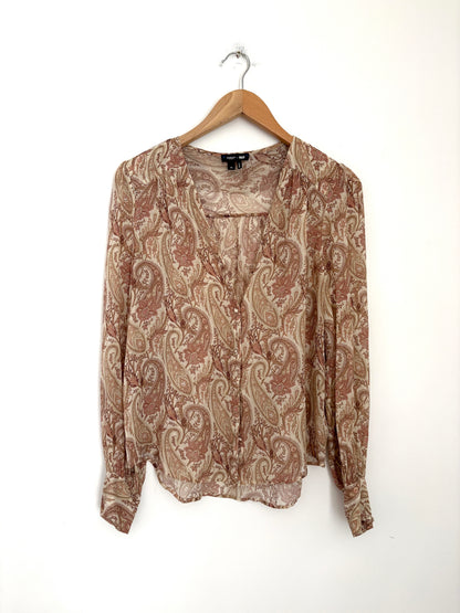 Sanderson of London x Paige Paisley Silk Blouse M