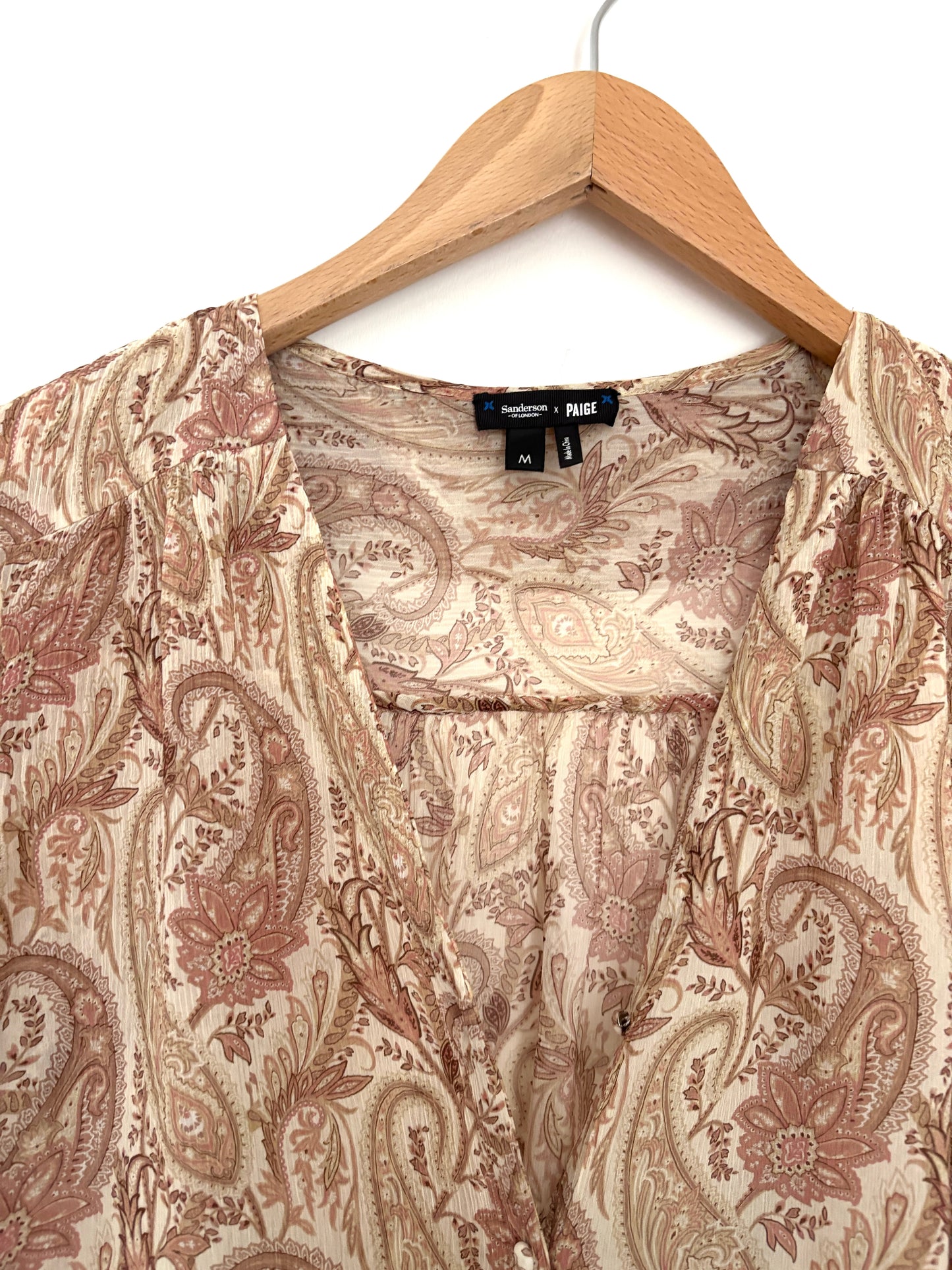Sanderson of London x Paige Paisley Silk Blouse M